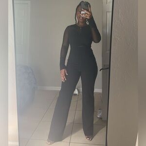 Black Mesh Jumpsuit
